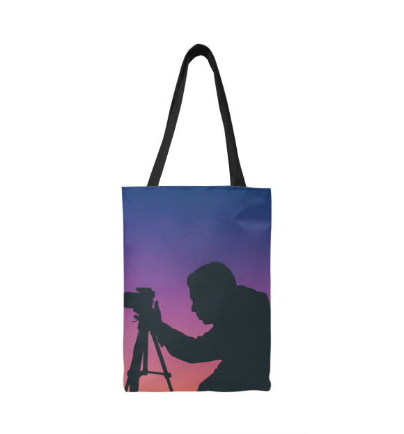 Сумка-шоппер с изображением Фотограф на закате цвета 