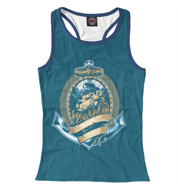 Женская майка-борцовка с изображением Лев с Якорем цвета Белый