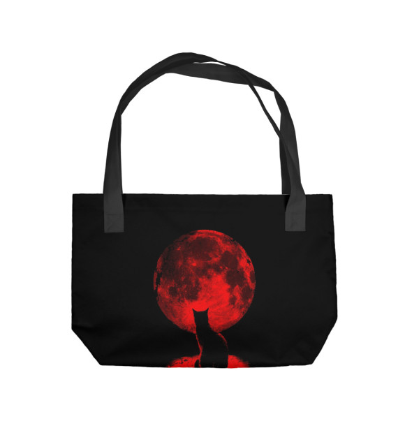 Пляжная сумка с изображением Кот и луна цвета 