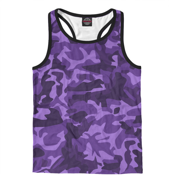 Мужская майка-борцовка с изображением Фиолетовый камуфляж цвета Белый