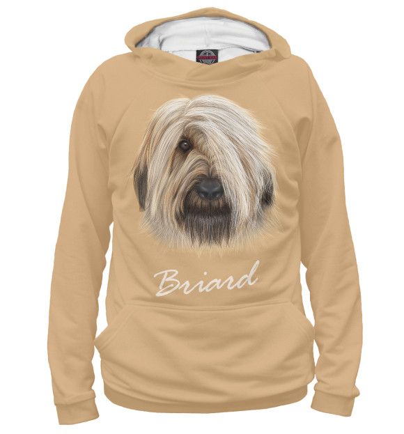 Мужское худи с изображением Briard цвета Белый