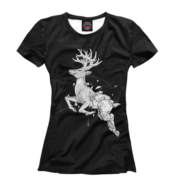 Футболка для девочек с изображением Geometric dark deer цвета Белый
