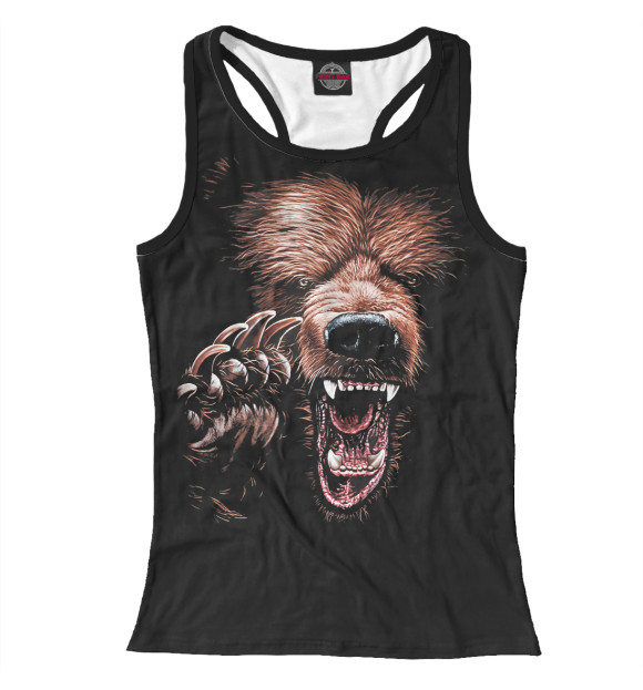 Женская майка-борцовка с изображением Медведь цвета Белый