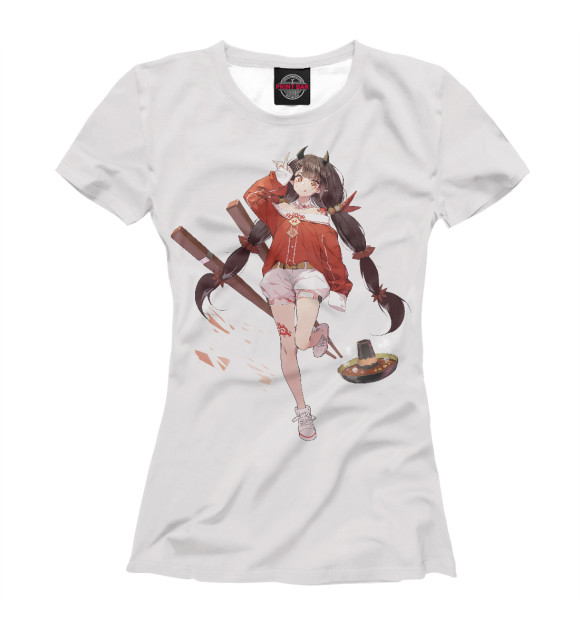 Женская футболка с изображением Девушка демон цвета Белый