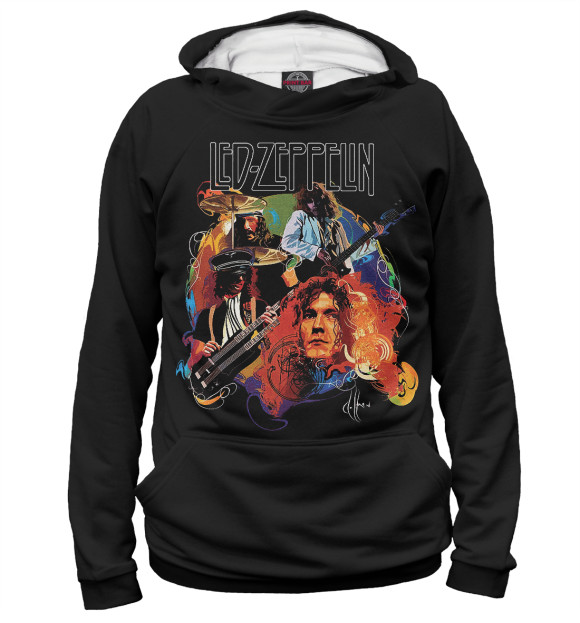 Женское худи с изображением Led Zeppelin цвета Белый