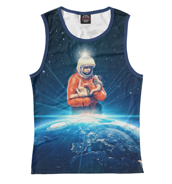 Женская майка с изображением Юрий Гагарин цвета Белый