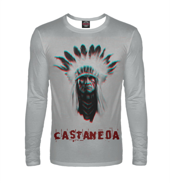 Мужской лонгслив с изображением Карлос Кастанеда цвета Белый