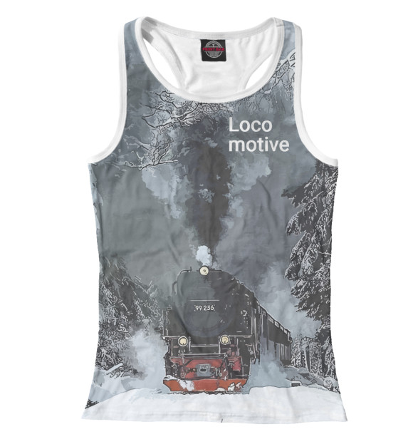 Женская майка-борцовка с изображением Locomotive цвета Белый