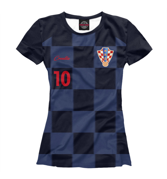 Женская футболка с изображением Лука Модрич - Сборная Хорватии цвета Белый