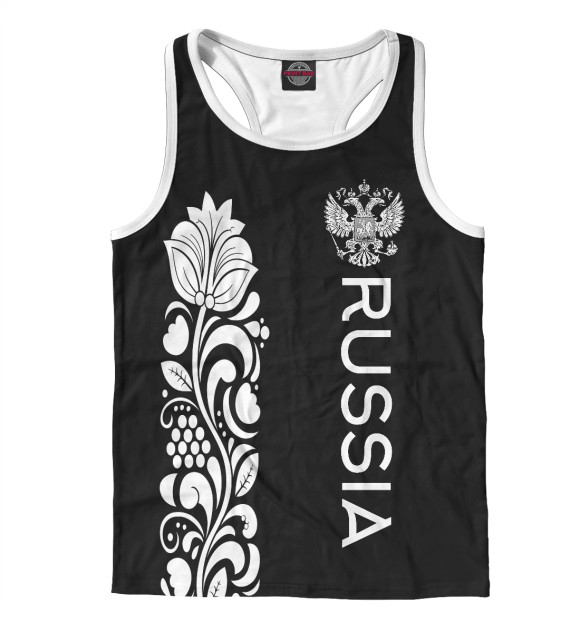 Мужская майка-борцовка с изображением Russia цвета Белый