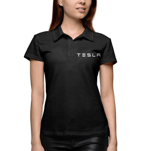 Женское поло с изображением Tesla цвета Белый