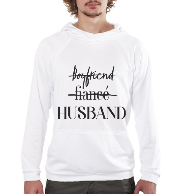 Мужское худи с изображением Husband белый фон цвета Белый
