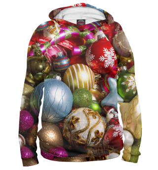 Мужское худи Новогодние игрушки