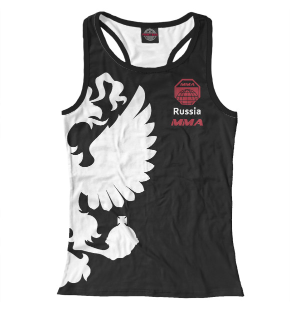 Женская майка-борцовка с изображением MMA Россия цвета Белый