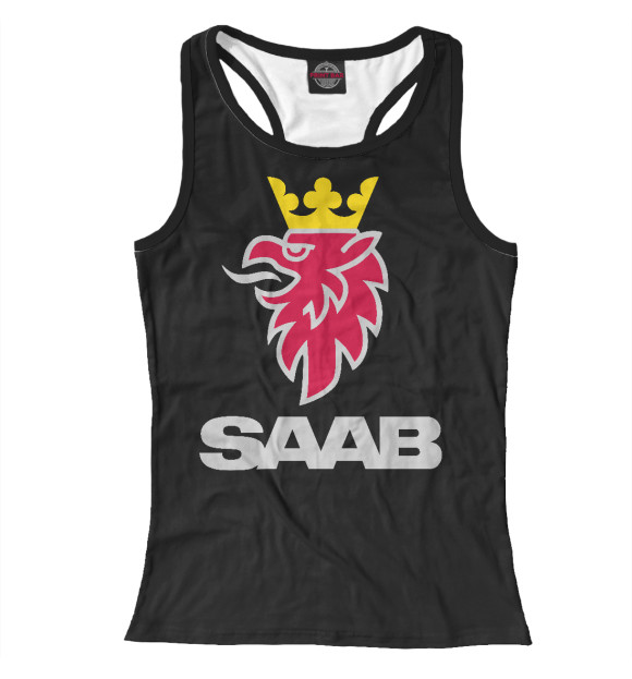 Женская майка-борцовка с изображением SAAB цвета Р‘РµР»С‹Р№