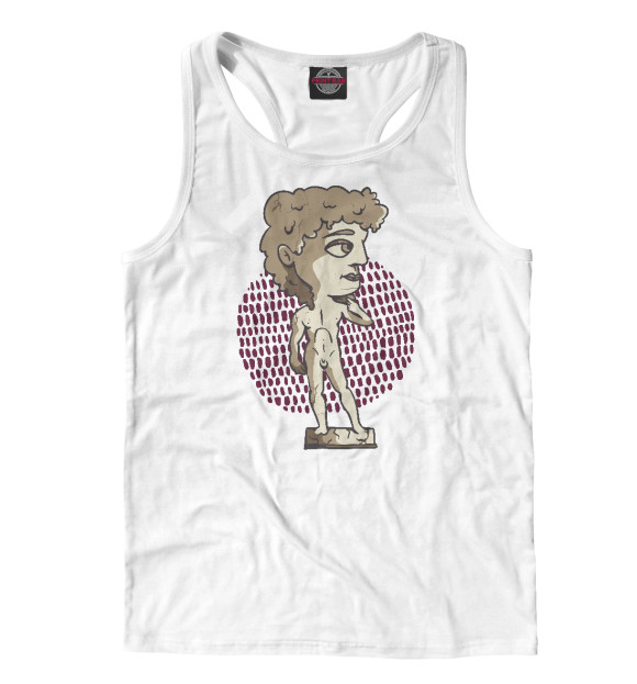 Мужская майка-борцовка с изображением Статуя Давида Чиби цвета Белый