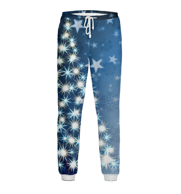 Мужские спортивные штаны с изображением Звёздная Ёлка цвета Белый