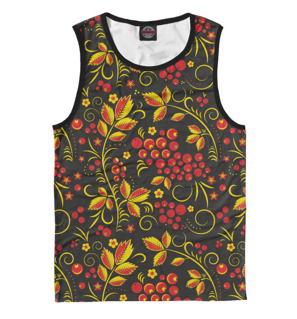 Мужская майка с изображением Хохлома цвета Белый