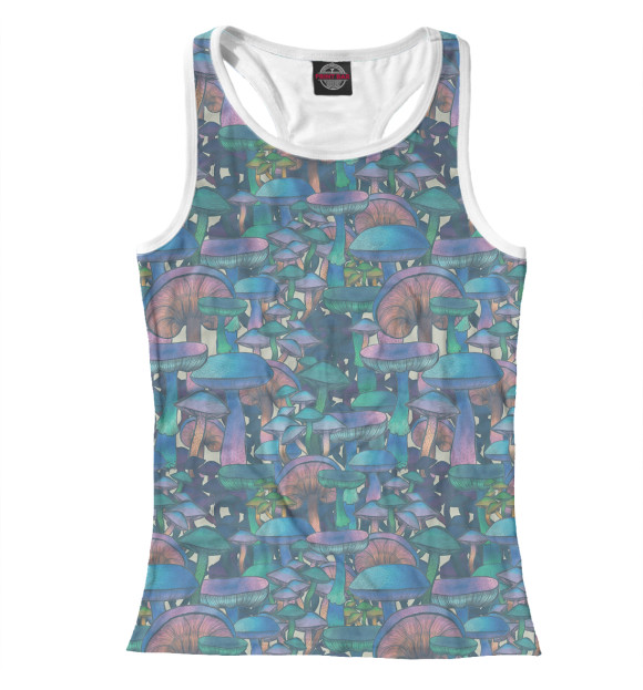 Женская майка-борцовка с изображением Mushrooms цвета Белый