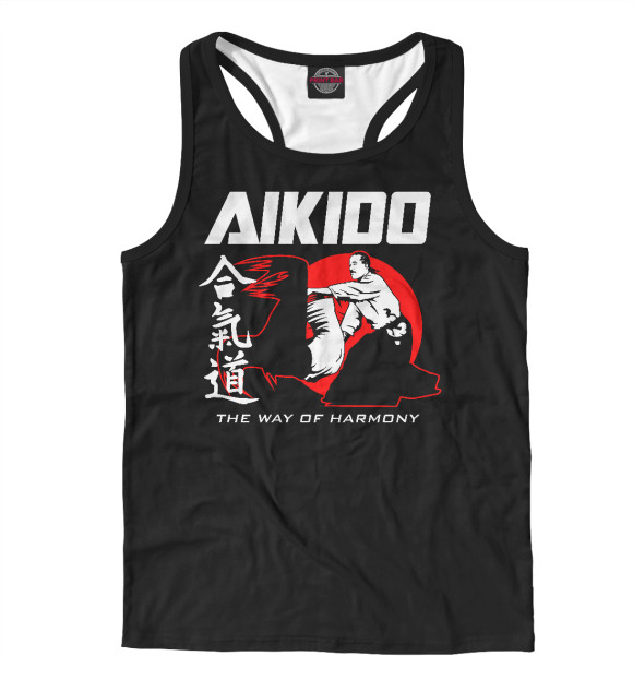 Мужская майка-борцовка с изображением Айкидо цвета Белый