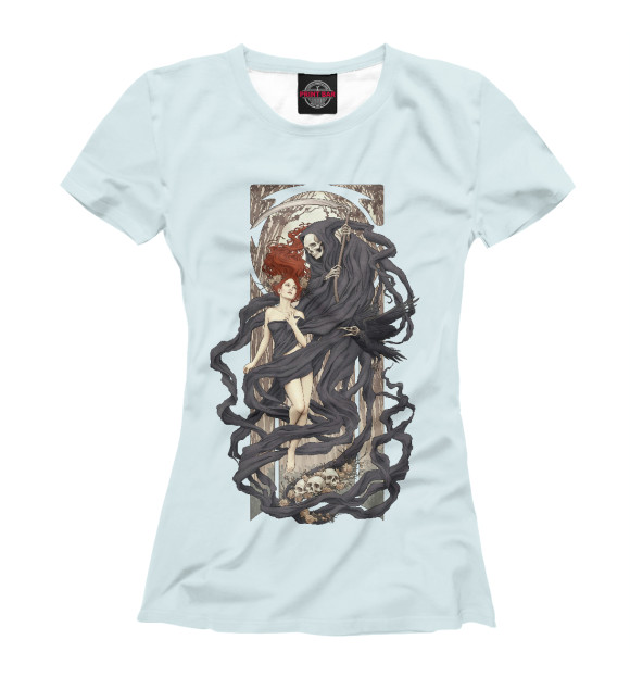 Футболка для девочек с изображением Девушка и смерть цвета Р‘РµР»С‹Р№