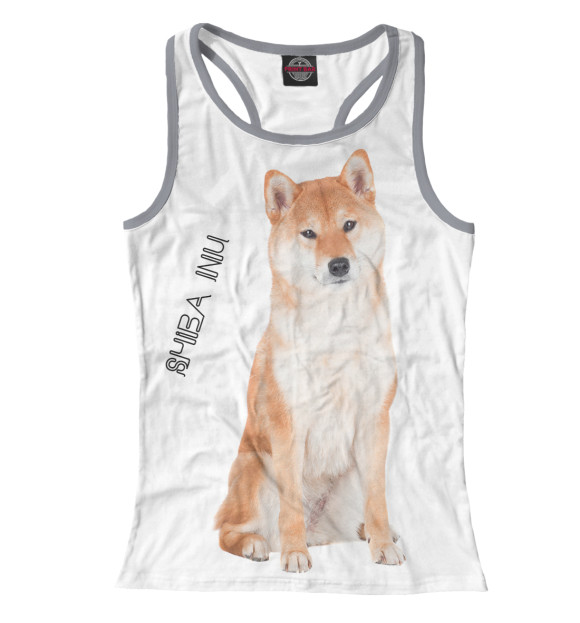 Женская майка-борцовка с изображением Сиба Ину цвета Белый
