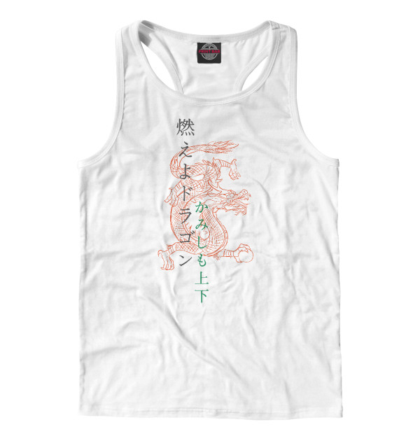 Мужская майка-борцовка с изображением Dragon samurai цвета Белый