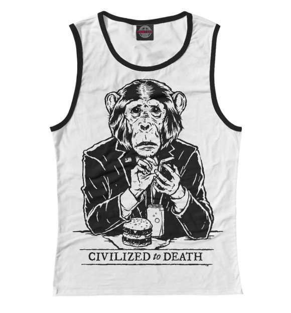 Женская майка с изображением Civilized to death цвета Белый