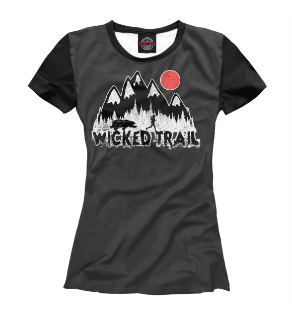 Женская футболка с изображением Wicked trail цвета Белый