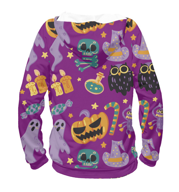Женское худи с притом Halloween цвета Белый Женское худи с изображением Halloween цвета Белый