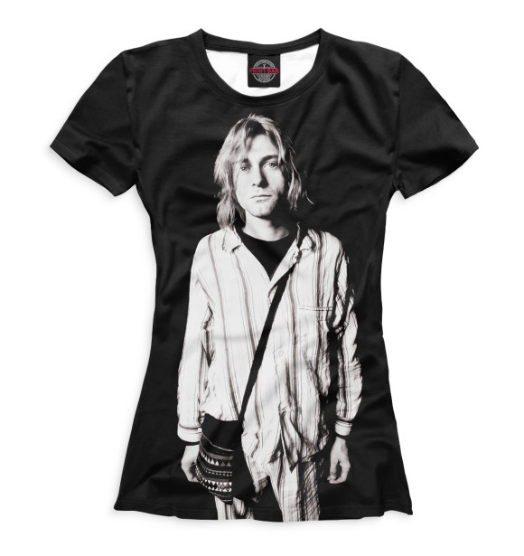 Футболка для девочек с изображением Курт Кобейн цвета Белый