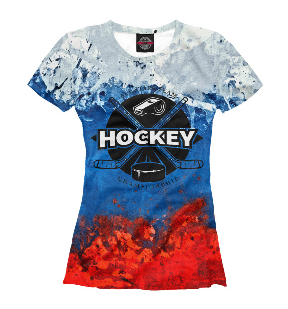 Женская футболка с изображением Русский хоккей цвета Белый