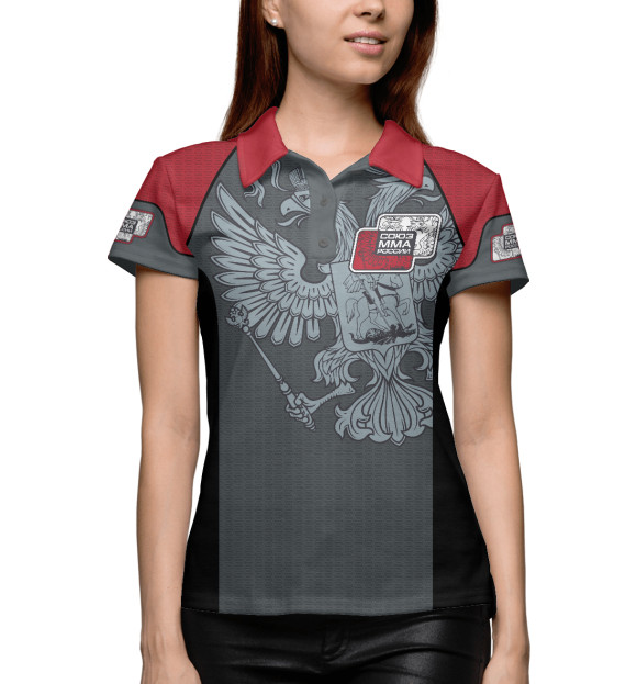 Женское поло с изображением Союз ММА России цвета Белый