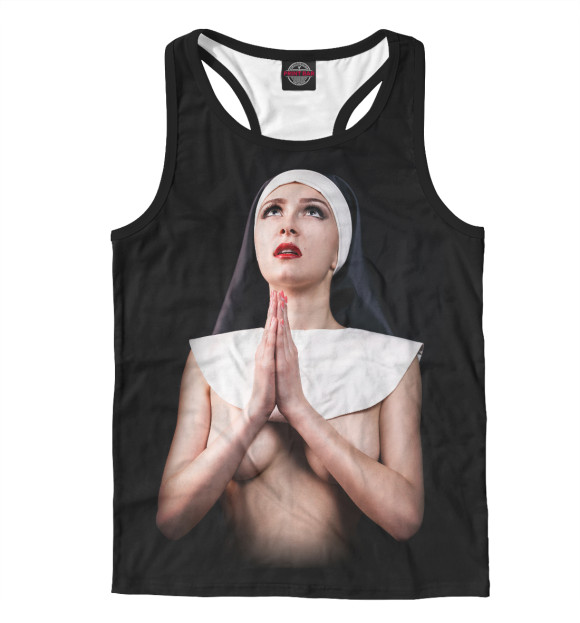 Мужская майка-борцовка с изображением Монашка цвета Белый