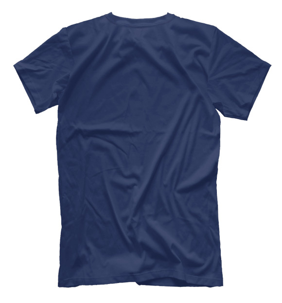 Мужская футболка с изображением Силуэт война на синем фоне цвета Белый