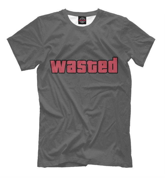 Мужская футболка с изображением GTA Wasted цвета Серый