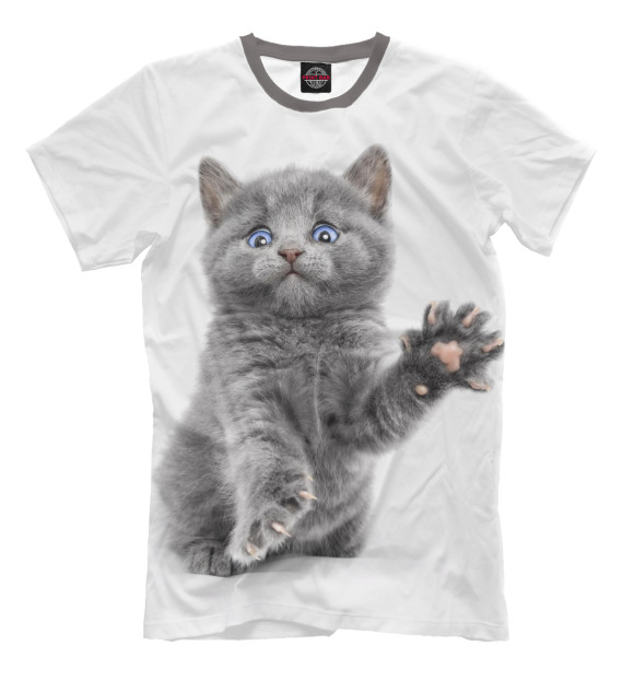 Мужская футболка с изображением Котёнок цвета Молочно-белый