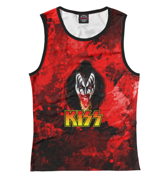 Женская майка с изображением Kiss цвета Белый