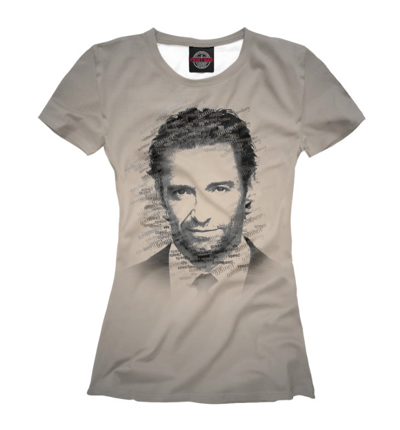 Женская футболка с изображением Hugh Jackman - Хью Джекман цвета Белый
