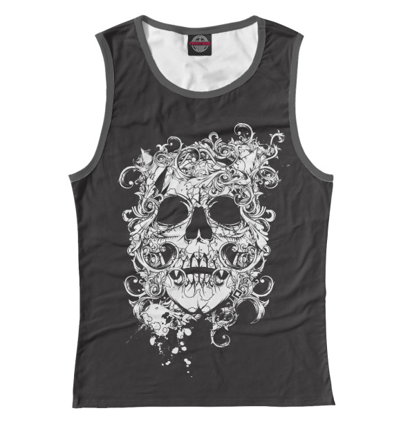 Женская майка с изображением Черепушка цвета Белый