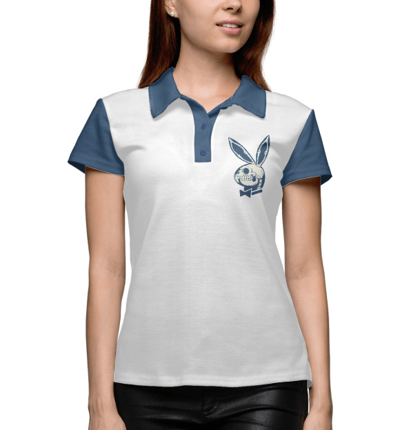 Женское поло с изображением Playboy цвета Белый