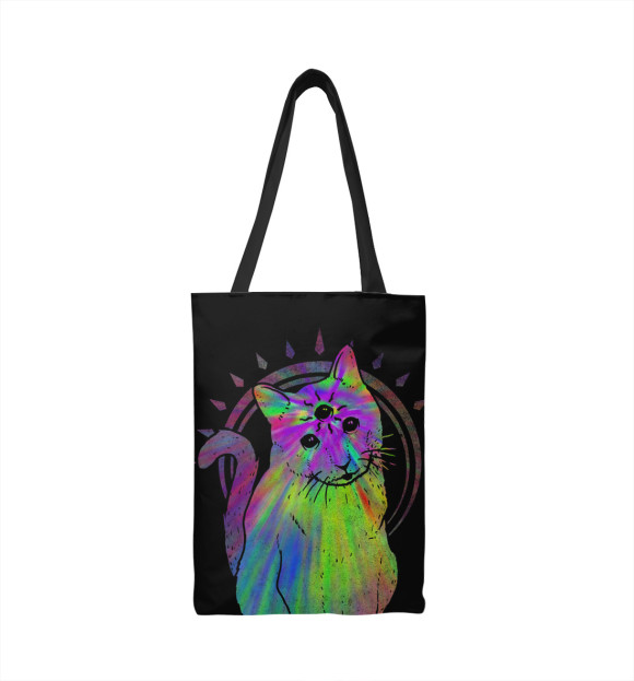 Сумка-шоппер с изображением Кот Психоделический цвета 