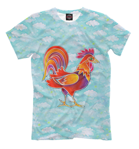 Мужская футболка с изображением Счастливый петух цвета Бежевый