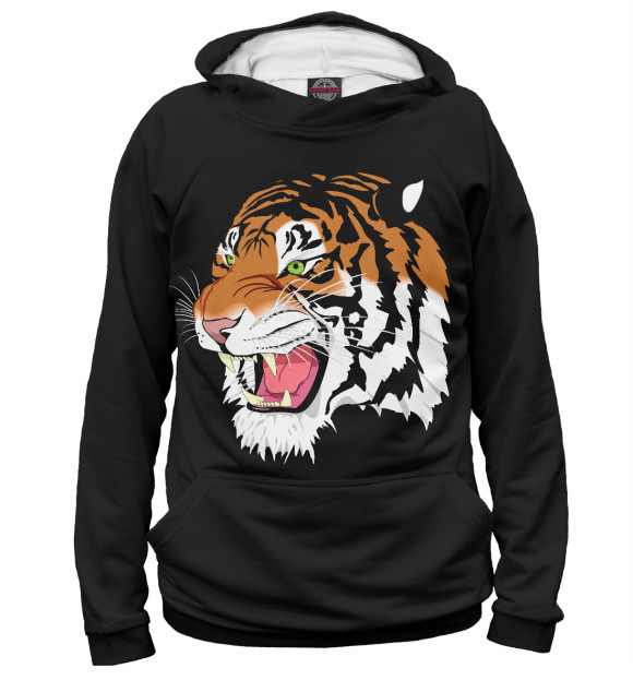 Мужское худи с изображением Tiger цвета Белый