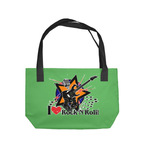 Пляжная сумка с изображением I love Rock-n-nRoll цвета 