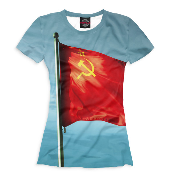 Женская футболка с изображением Красное знамя цвета Белый