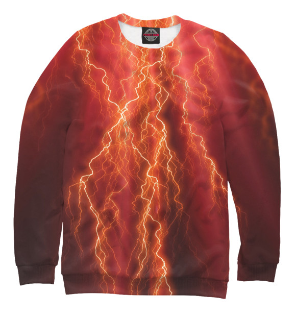 Мужской свитшот с изображением Красные молнии цвета Белый
