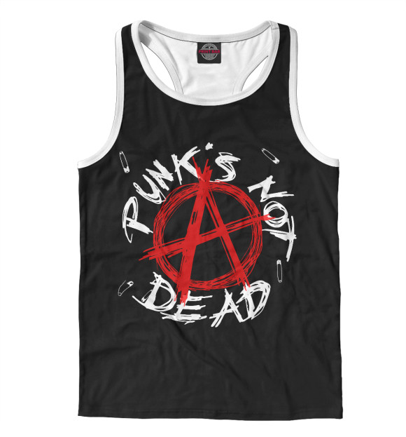 Мужская майка-борцовка с изображением Punks not Dead цвета Белый