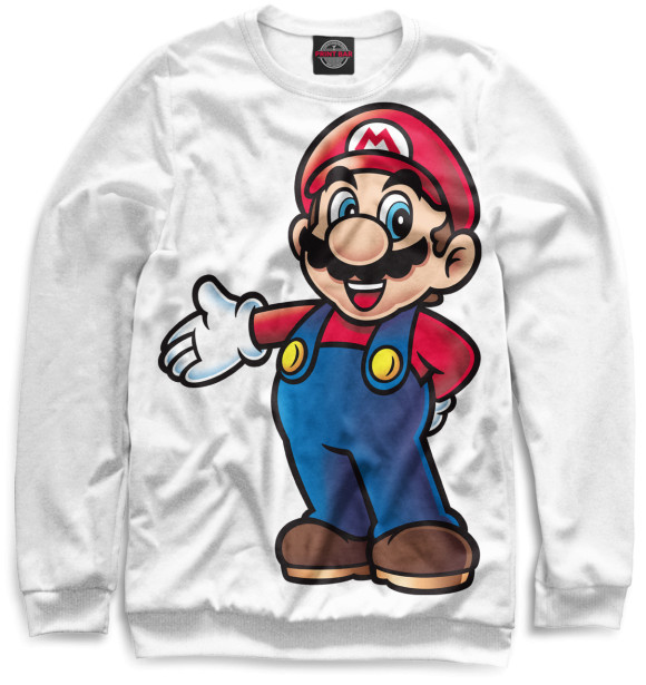 Мужской свитшот с изображением Mario цвета Белый