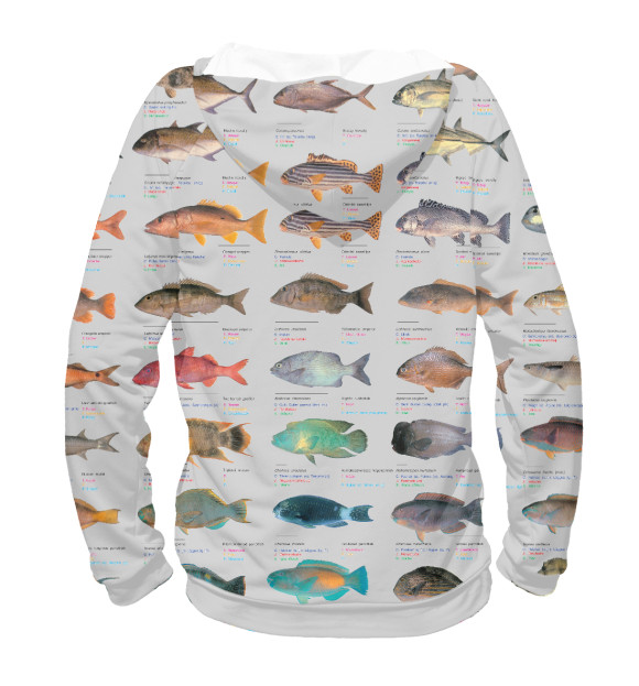 Худи для девочки с изображением рыбы на удочку цвета Белый
